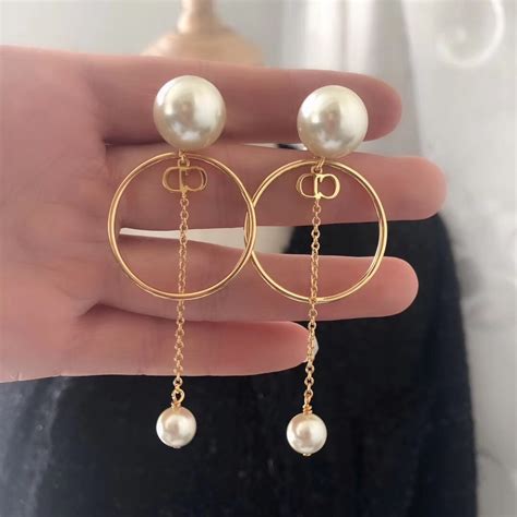 dior pearl dangle earrings|christian dior pearl earrings price.